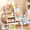 Infurnic Decorative Bookshelf Kids Bookshelf Book Shelf with Side Pocket, 4 Tier Sling Bookcase Toy Organizer Toddler Nursery Book Shelves, White, - 2 of 4