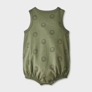 Baby Boys' Smiley Face Romper - Cat & Jack™ Green - 1 of 4