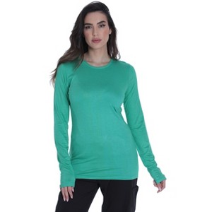 Just Love Womens Underscrub Silky Long Sleeve T-Shirt Plain Undershirt Tee - 1 of 3