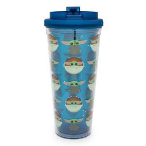 Silver Buffalo Star Wars: The Mandalorian Grogu Plastic Travel Tumbler | Holds 24 Ounces - 1 of 4