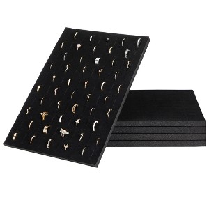 Juvale 5-Pack 100 Slots Velvet Ring Insert Display Tray - Foam Holder Organizer for Selling Jewelry (13 x 9 In, Black) - 1 of 4