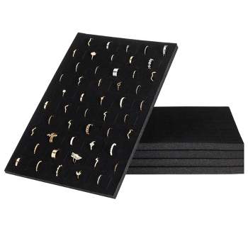 Juvale 5-Pack 100 Slots Velvet Ring Insert Display Tray - Foam Holder Organizer for Selling Jewelry (13 x 9 In, Black)