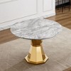 PAGED 46.85" Dining Table, Round Kitchen Table with Faux Marble Tabletop and Stainless Steel Base, Coffee Table for Kitchen Dining - 2 of 4