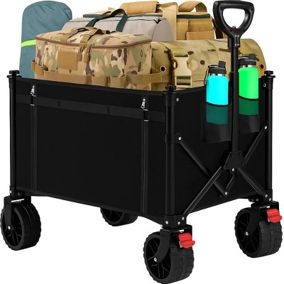 Heavy Duty Collapsible Folding Wagon Cart, Foldable Wagon with All-Terrain Wheels, Portable Utility Cart for Grocery, Garden, Shopping
