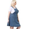 Agnes Orinda Women's Plus Size Denim Side Button Ruffled Hem Midi Jumpers Casual Adjustable Strap Overall Dresses with Pocket - 4 of 4
