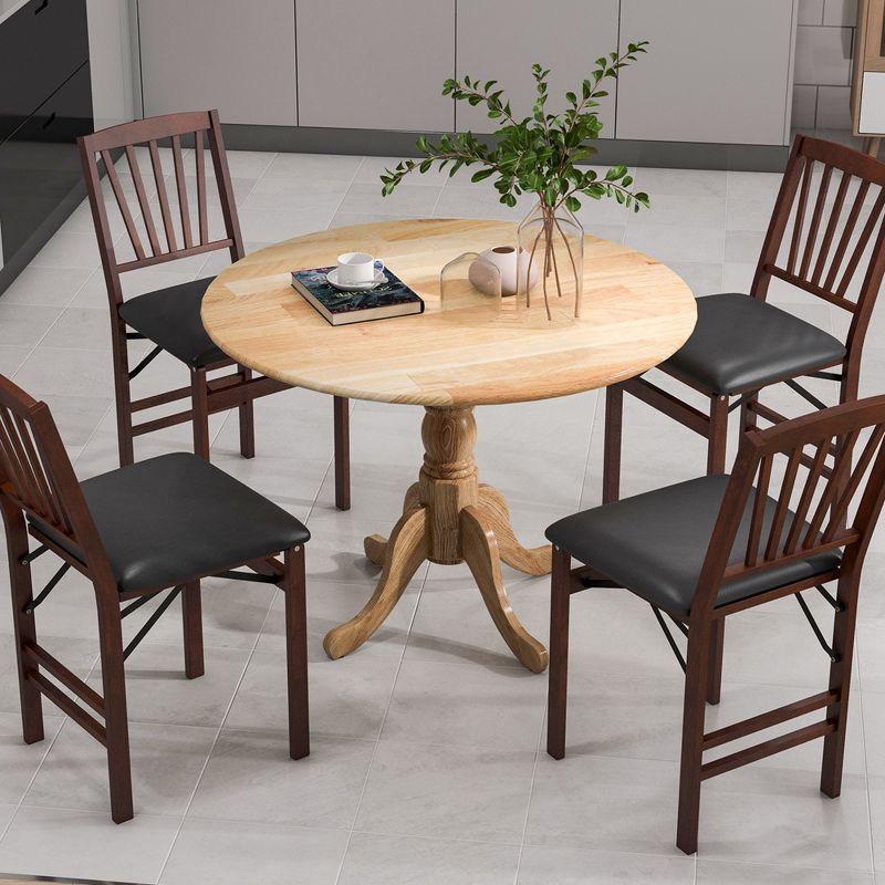Costway Rustic Dining Table Wooden Dining Table with Round Tabletop & Curved Trestle Legs Natural/Walnut/Black/White/White&Walnut/White&Natural, 2 of 11
