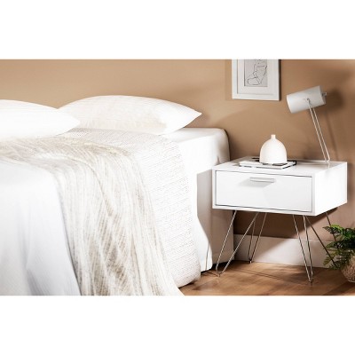 Slendel Pure White Mid-Century Scandinavian 1-Drawer Nightstand