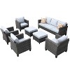 Ovios Tampa 7pc Wicker Outdoor Patio Furniture Conversation Sofa Set with Cushions - 2 of 4