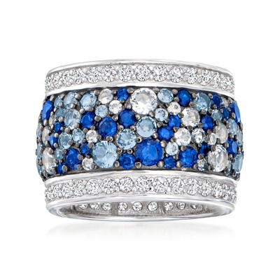 Ross-Simons 4.60 ct. t.w. Simulated Sapphire and 1.50 ct. t.w. CZ Ring in Sterling Silver