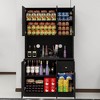 LOVMOR 71"Kitchen Storage Cabinet with Countertop,Freestanding Hutch Cabinet with Adjustable Shelves,6 Doors and 1 Drawer,Black - 3 of 4