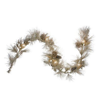 Northlight 6.5' x 9" Pomegranate and Apple Pine Needle Artificial Christmas Garland - Unlit