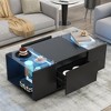 JUJABU Modern Coffee Table with High-Gloss Finish, Glass Tabletop, Open Storage Compartment and 2 Hidden Drawers for Living Room - 3 of 4