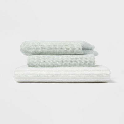 Photo 1 of 3pk 1 Striped, 2 Solid Dish Cloths Mindful Mint - Room Essentials&#8482;