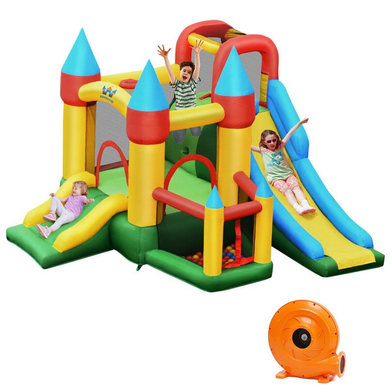 Costway Kids Inflatable Bounce House Jumping Dual Slide Bouncer Castle W/ 780W Blower, 1 of 11