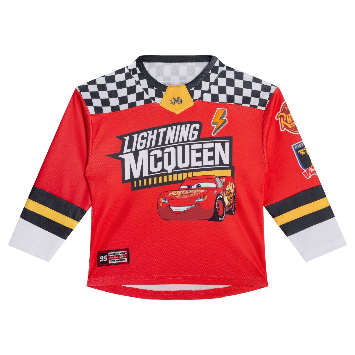 Disney Cars Lightning McQueen Mesh Hockey Jersey Long Sleeve T-Shirt Little Kid to Big Kid