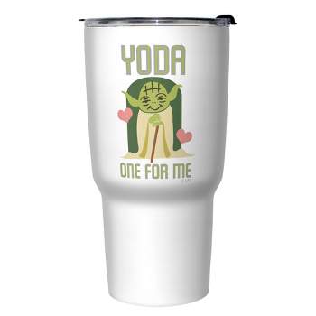 Star Wars Yoda One For Me Cartoon  Stainless Steel Tumbler w/Lid - White - 27 oz.