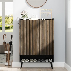 Coucheta 2-Door Shoe Cabinet - 6-Tier Adjustable Entryway Storage with Built-in Hooks(29.4"W x 14.6"D x 43.3"H) - 1 of 4
