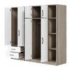 Whisen Elegant Design 6-Door Wardrobe with Hanging Rods, Pull-out Drawers and Open Shelves - 4 of 4