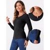 Allegra K Women's Ribbed Knit Long Sleeve Round Neck Zipper Front Blouse - 2 of 4