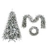 Racxily Flocked Christmas Set: 6ft Flocked Tree,9ft Flocked Garland (3-Pac) with Warm LED Lights, PVC+PE, Indoor/Outdoor, Cozy Festive Style - 4 of 4