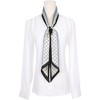 INSPIRE CHIC Women's Fashion Printed Skinny Long Satin Silky Black White Neck Scarves 1Pc - 2 of 4