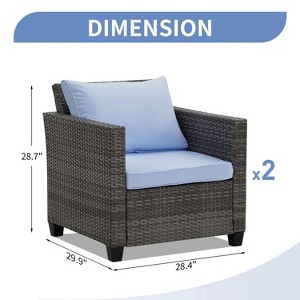 Outdoor Wicker Single Sofa, Patio Furniture Rattan Armchair Sofa with Cushions - 1 of 4