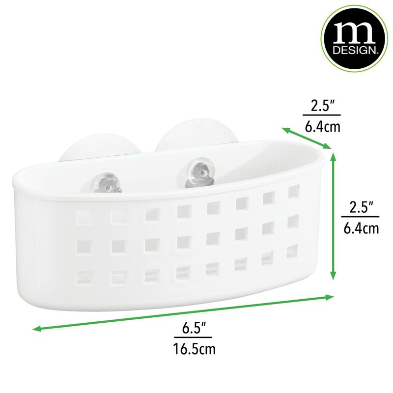 mDesign Plastic Suction Shower Caddy Storage Basket - Soap/Sponge Holder, 3 of 6