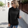Amaryllis Women's Asymmetrical Button-Detail Cowl Neck Pullover Long Sleeves - 3 of 4