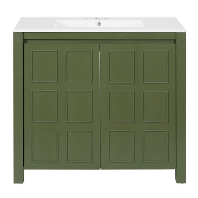 INFURNIC Vanity Tables, Elegant Artisanal with Ample Storage and Sophisticated Finish for Timeless Elegance, Olive Green, 40"*21.5"*19.5"