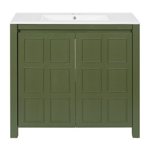 INFURNIC Vanity Tables, Elegant Artisanal with Ample Storage and Sophisticated Finish for Timeless Elegance, Olive Green, 40"*21.5"*19.5" - 1 of 4