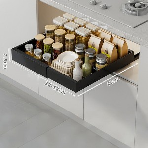 Pull Out Cabinet Organizer, Expandable Slide Out Drawers with Adhesive Fixed Cabinet Shelves, Heavy Duty Sliding Shelf Storage for Kitchen - 1 of 4