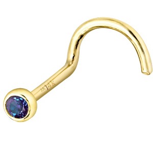 Jewelry Avalanche 22G 14K Gold Bezel-set Alexandrite Nose Screw Nose Stud - 1 of 3