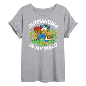 Women's - Garfield - Outstanding In My Field Oversized Graphic T-Shirt - 1 of 4