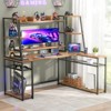 Aheaplus 63'' L Shaped Desk with Hutch, Corner Computer Desk with Charging Station and LED Light - 2 of 4