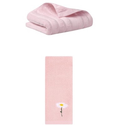 REGALWOVEN Pure Cotton Soft Absorbent Hand Towel Set for Bathroom 14" x 30"/13" x 30" 2 Pcs