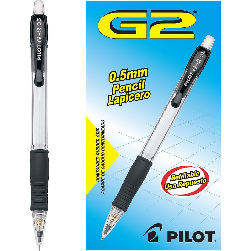 Pilot G-2 Mechanical Pencil 0.5mm Clear w/Black Accents Dozen 51014, 2 of 5