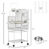 55'' Large Bird Cage with Toy Hooks Perches Food Bowls and Rolling Stand Parrot Cage with Tray for Cockatiels,White - LAOTIES - 2 of 4
