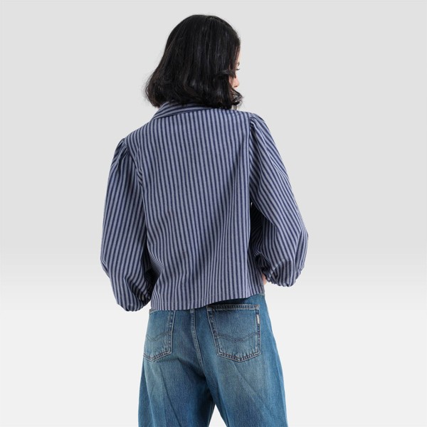 Blusa de cuello con botones y mangas abullonadas para mujer - A New Day™ 2