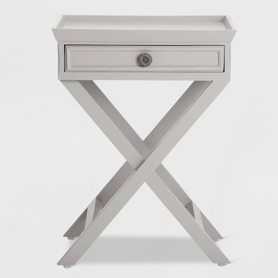 Gray Painted Wood Bedside Table with Drawer