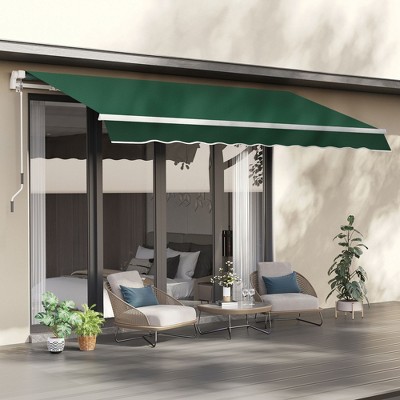 Sapphtopaz 12' x 8' Retractable Awning Manual Patio Awnings Sunshade Shelter 280gsm UV Resistant with Manual Crank Handle Aluminum Frame
