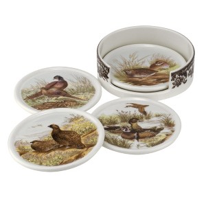 Spode Woodland Bird Ceramic Coaster Set with Holder - 4 Piece Decorative Tableware, Holiday Entertaining - Porcelain, Dishwasher Safe - 1 of 3