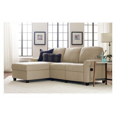 Copenhagen 60'' Beige Fabric Sectional with Storage and Rolled Arms