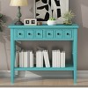 GlasFlength Console Tables Rustic Entryway Table with Two Drawers and Open Shelf Elegant Design for Living Room Hallway, Green, 38.2"*13"*31.9" - 4 of 4