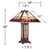 Robert Louis Tiffany Robert Mission Style Table Lamp 26" High Bronze Art with Table Top Dimmer Stained Glass Shade for Bedroom Living Room Bedside - 4 of 4
