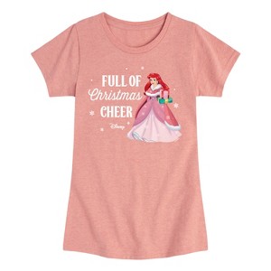 Girls' - Disney - Full Of Christmas Cheer Ariel Fitted Short Sleeve Graphic T-Shirt - 1 of 4