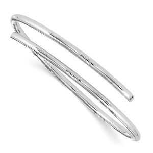 Black Bow Jewelry Rhodium Plated Sterling Silver & Diamond Bypass Bangle Bracelet - 1 of 4