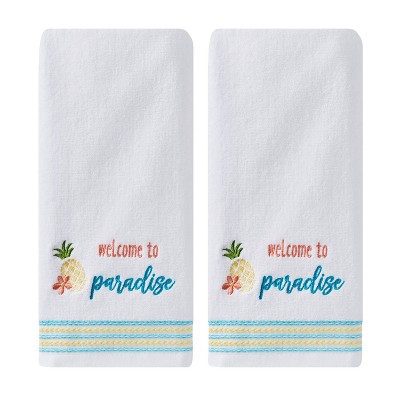 2pc Welcome to Paradise Hand Towel Set White - SKL Home