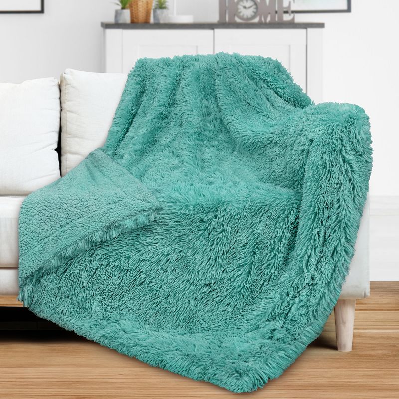 PAVILIA Fluffy Faux Fur Reversible Throw Blanket for Bed, Sofa, and Couch, 2 of 7