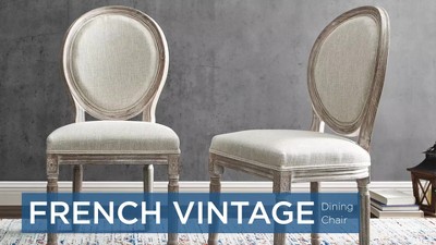 Emanate Vintage French Beige Upholstered Wood Side Chair