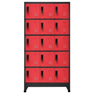 vidaXL Locker Cabinet Anthracite and Red Steel Large Locks - 1 of 4